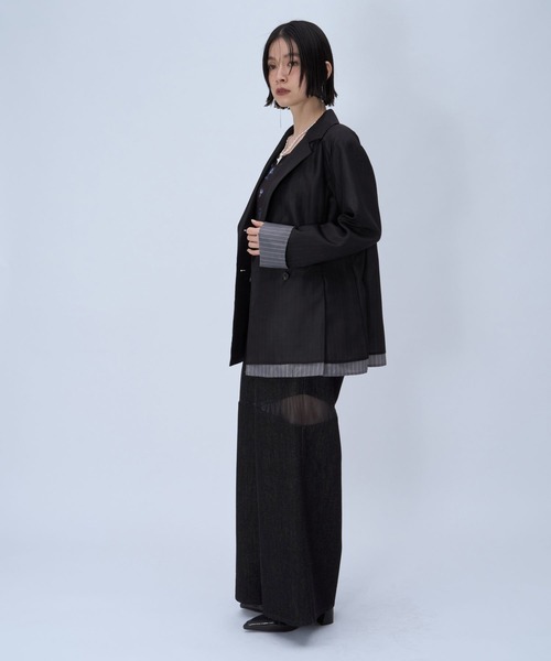 HARE（ハレ）の「シアーキリカエデニムパンツ(HARE)（デニムパンツ・レディース・ブラック/ブルー・FREE）」の4枚目の写真