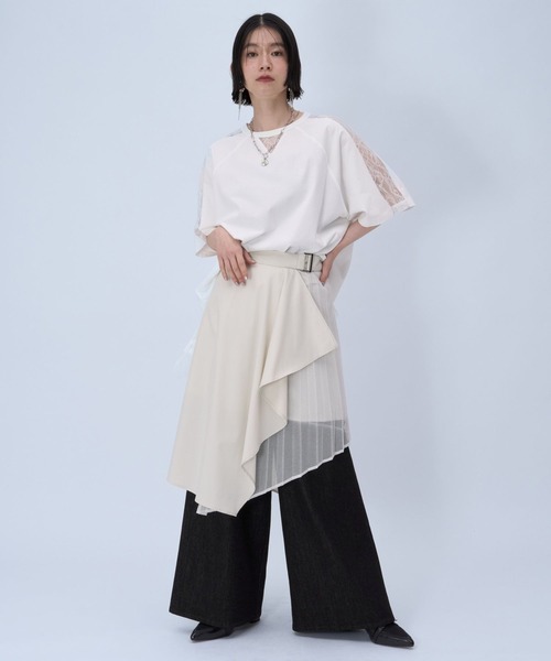 HARE（ハレ）の「シアーキリカエデニムパンツ(HARE)（デニムパンツ・レディース・ブラック/ブルー・FREE）」の5枚目の写真