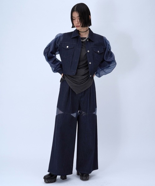 HARE（ハレ）の「シアーキリカエデニムパンツ(HARE)（デニムパンツ・レディース・ブラック/ブルー・FREE）」の6枚目の写真