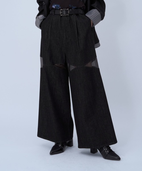 HARE（ハレ）の「シアーキリカエデニムパンツ(HARE)（デニムパンツ・レディース・ブラック/ブルー・FREE）」の7枚目の写真