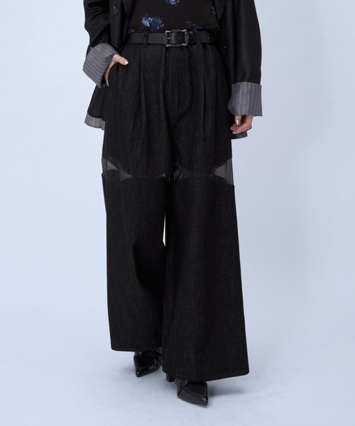 HARE（ハレ）の「シアーキリカエデニムパンツ(HARE)（デニムパンツ・レディース・ブラック/ブルー・FREE）」の8枚目の写真