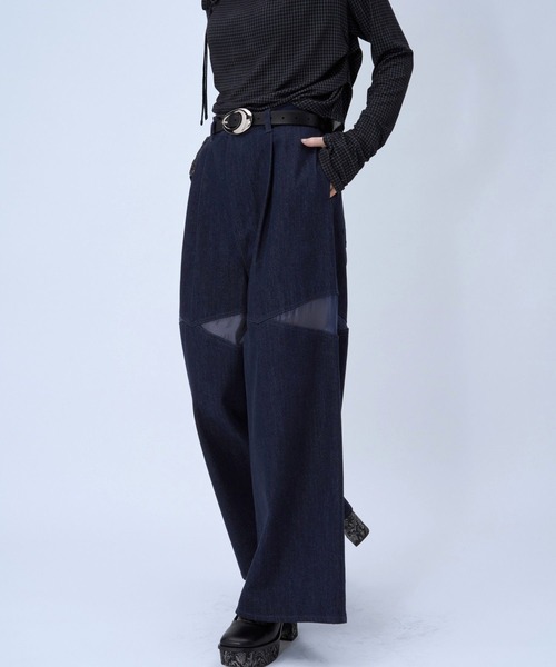 HARE（ハレ）の「シアーキリカエデニムパンツ(HARE)（デニムパンツ・レディース・ブラック/ブルー・FREE）」の10枚目の写真