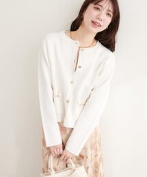 natural couture | ビットポケットニットジャケット(ノーカラージャケット)