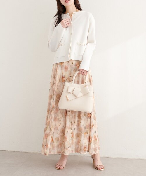 natural couture（ナチュラルクチュール）の「ビットポケットニットジャケット（ノーカラージャケット・レディース・オフホワイト/ベージュ/ブラック/サックスブルー・FREE）」の8枚目の写真