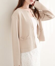 natural couture（ナチュラルクチュール）の「ビットポケットニットジャケット（ノーカラージャケット）」