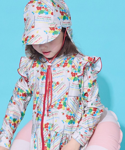 MARKEY'S(マーキーズ)の「【水着/UVカット】girl's ZIPラッシュガード(総柄)(ラッシュガード・キッズ・アイボリー/ライトブルー・80/90/100/110/120/130/140)」の4枚目の写真