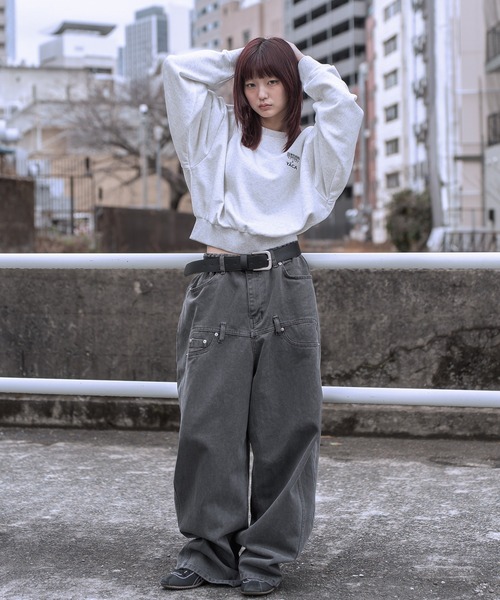 UNIVERSAL OVERALL（ユニバーサルオーバーオール）の「[別注]UNIVERSAL OVERALL×YACA Collaboration Sweat【unisex item】（スウェット・レディース・ブラック/アッシュグレー・1/2）」の20枚目の写真