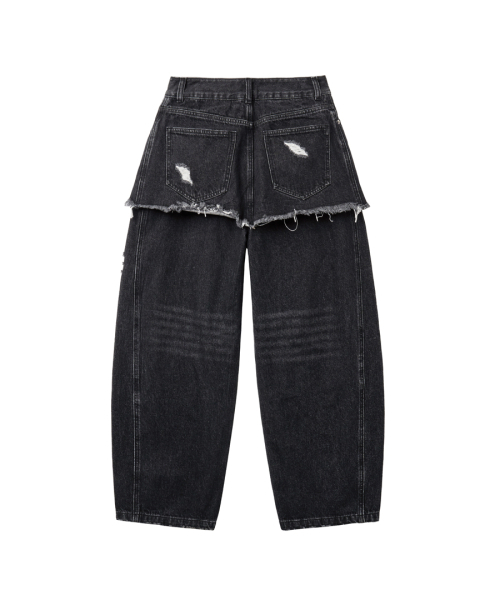 RENSE（レンセ）の「Layered Skirt Denim Pants Black（デニムパンツ・レディース・その他・MEDIUM/SMALL）」の4枚目の写真