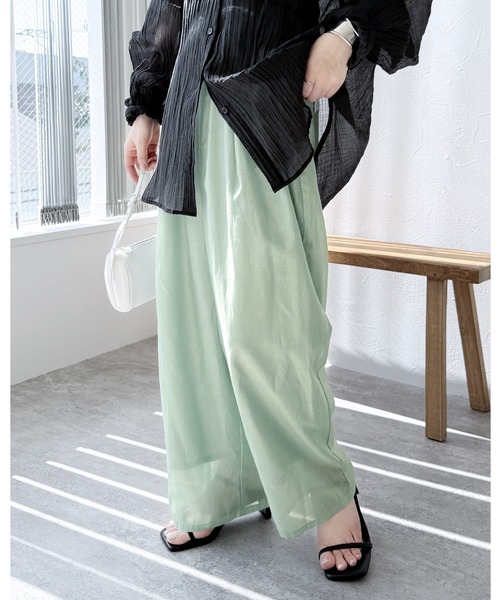 reca(レカ)の「シアーカーブパンツ(その他パンツ・レディース・ブラック/ライトブルー/チャコールグレー/グリーン・M/L/LL)」の4枚目の写真