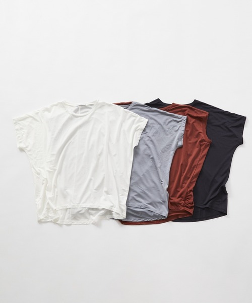 Julier Yoga and Relax（ジュリエヨガアンドリラックス）の「Julier マイクロ天竺ワイドTシャツ（Tシャツ/カットソー・レディース・ブラウン/ライトブルーグレー/ホワイト/ブラック・FREE）」の16枚目の写真