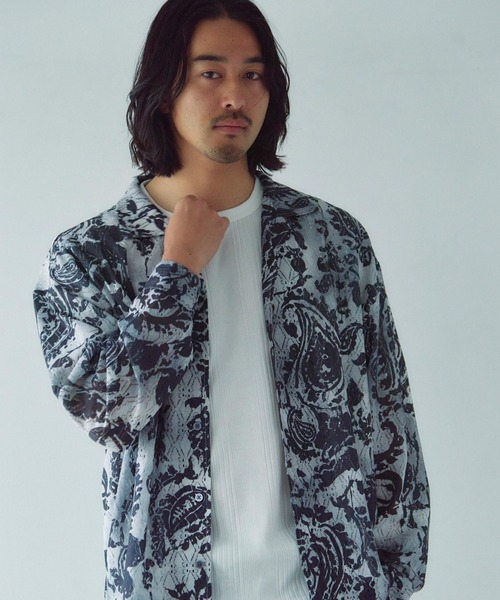 CIAO(チャオ)の「CIAO 総柄長袖レースシャツ(シャツ/ブラウス・メンズ・ベージュ/ブラウン/グレー/ブラック・L/M)」の2枚目の写真