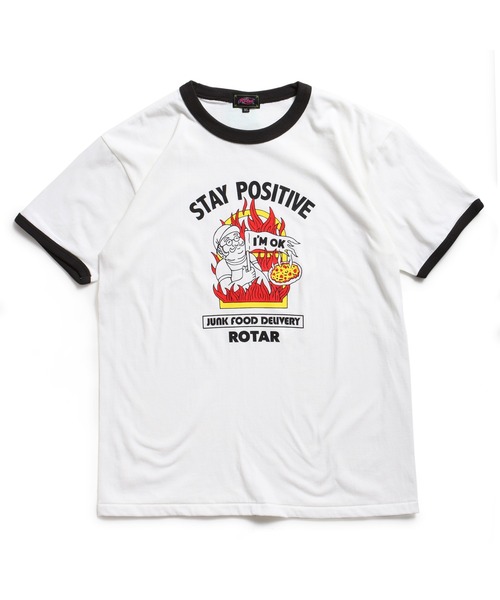 ROTAR(ローター)の「STAY POSITIVE Ringer Tee(Tシャツ/カットソー・メンズ・ホワイト×ブラック/グレー系その他・SMALL/MEDIUM/LARGE/X-LARGE)」の3枚目の写真