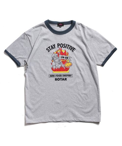 ROTAR(ローター)の「STAY POSITIVE Ringer Tee(Tシャツ/カットソー・メンズ・ホワイト×ブラック/グレー系その他・SMALL/MEDIUM/LARGE/X-LARGE)」の4枚目の写真