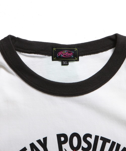 ROTAR(ローター)の「STAY POSITIVE Ringer Tee(Tシャツ/カットソー・メンズ・ホワイト×ブラック/グレー系その他・SMALL/MEDIUM/LARGE/X-LARGE)」の7枚目の写真