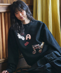 ambler（エムブラー）の「シングルノート アプリケ刺繍 スウェット Tシャツ AMM1310 (ブラック)（スウェット）」