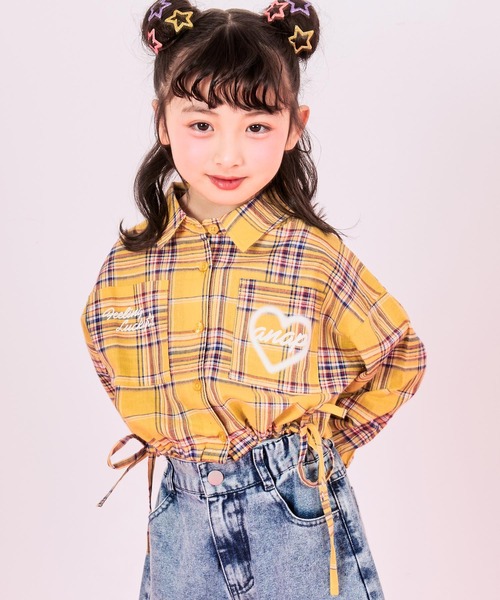 ANAP kids（アナップキッズ）の「クロップド プリント チェックシャツ（シャツ/ブラウス・キッズ・ラベンダー/イエロー/レッド・120/130）」の3枚目の写真