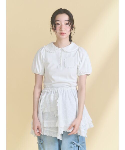 merry jenny（メリージェニー）の「frilly summer polo top（ポロシャツ・レディース・ミント/ピンク/オフホワイト・FREE）」の18枚目の写真