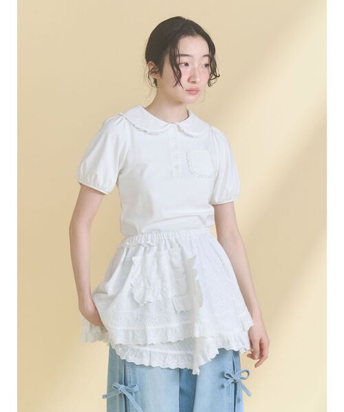 merry jenny（メリージェニー）の「frilly summer polo top（ポロシャツ・レディース・ミント/ピンク/オフホワイト・FREE）」の17枚目の写真