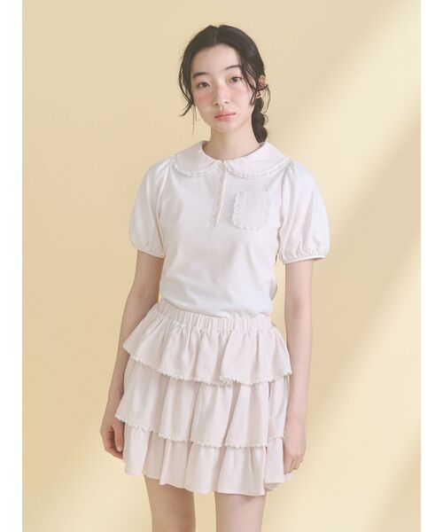 merry jenny（メリージェニー）の「frilly summer polo top（ポロシャツ・レディース・ミント/ピンク/オフホワイト・FREE）」の8枚目の写真