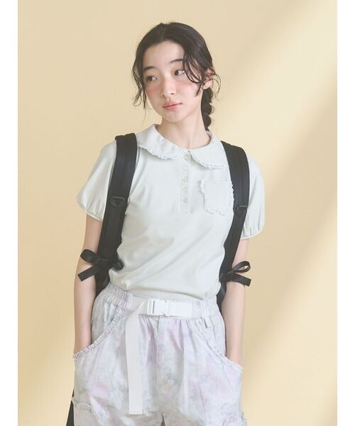 merry jenny（メリージェニー）の「frilly summer polo top（ポロシャツ・レディース・ミント/ピンク/オフホワイト・FREE）」の12枚目の写真