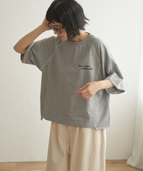 LBC(エルビーシー)の「ミニ裏毛切り替え刺繍5分袖プルオーバー(Tシャツ/カットソー・レディース・ベージュ/チャコール/杢グレー/ホワイト・M)」の10枚目の写真
