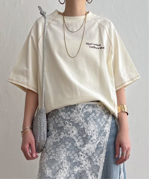 LBC(エルビーシー)の「ミニ裏毛切り替え刺繍5分袖プルオーバー(Tシャツ/カットソー・レディース・ベージュ/チャコール/杢グレー/ホワイト・M)」の18枚目の写真