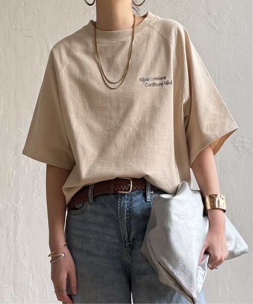 LBC(エルビーシー)の「ミニ裏毛切り替え刺繍5分袖プルオーバー(Tシャツ/カットソー・レディース・ベージュ/チャコール/杢グレー/ホワイト・M)」の20枚目の写真