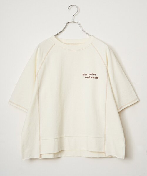 LBC(エルビーシー)の「ミニ裏毛切り替え刺繍5分袖プルオーバー(Tシャツ/カットソー・レディース・ベージュ/チャコール/杢グレー/ホワイト・M)」の22枚目の写真
