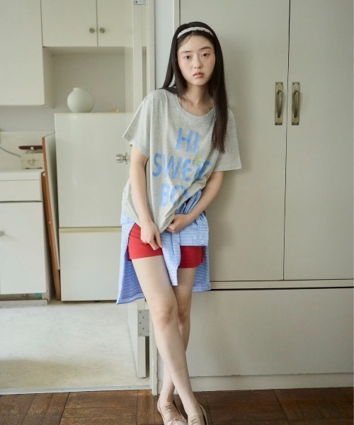 common gull products.(コモンガルプロダクツ)の「巡る言葉とTシャツ(Tシャツ/カットソー・レディース・杢グレー/ホワイト系/サックスブルー・MEDIUM/SMALL/LARGE)」の5枚目の写真