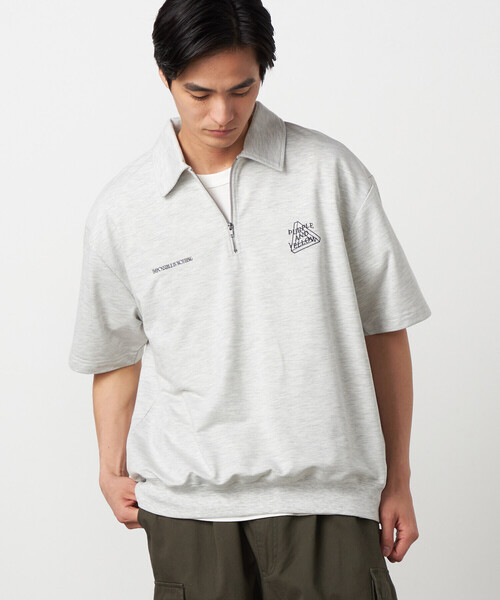 Purple&Yellow（パープルアンドイエロー）の「ハーフジップ ポロプルオーバー（Tシャツ/カットソー・メンズ・ブラック/オートミール/グリーン・LARGE/MEDIUM/SMALL）」の3枚目の写真