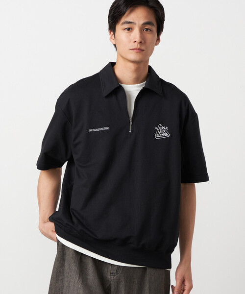 Purple&Yellow（パープルアンドイエロー）の「ハーフジップ ポロプルオーバー（Tシャツ/カットソー・メンズ・ブラック/オートミール/グリーン・LARGE/MEDIUM/SMALL）」の2枚目の写真