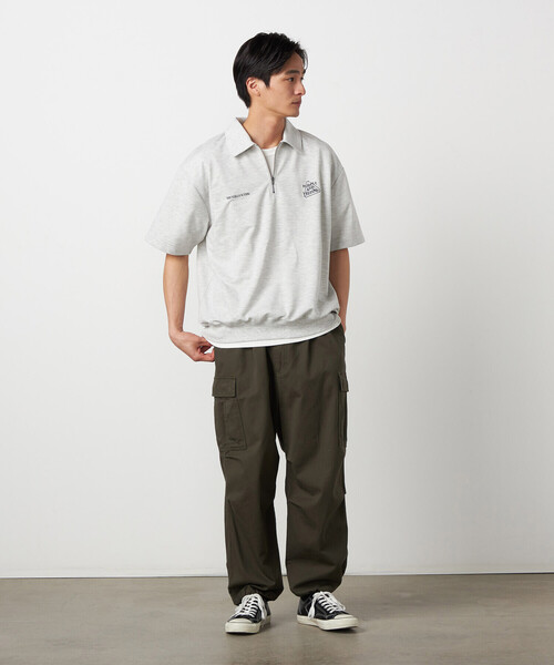 Purple&Yellow（パープルアンドイエロー）の「ハーフジップ ポロプルオーバー（Tシャツ/カットソー・メンズ・ブラック/オートミール/グリーン・LARGE/MEDIUM/SMALL）」の5枚目の写真