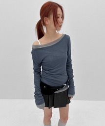 BLACKUP（ブラックアップ）の「[MADE] ベシルボートネックシアー長袖Tシャツ（Tシャツ/カットソー）」