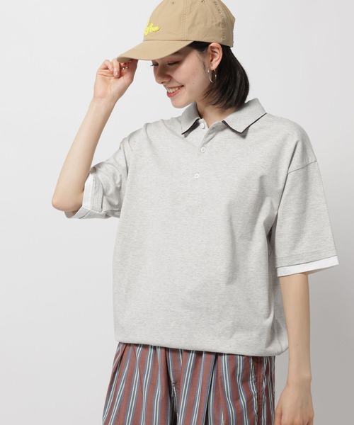 niko and...（ニコアンド）の「ダブル襟ドロストポロシャツ（ポロシャツ・レディース・ライトブルー/パープル/ナチュラル/オフホワイト・LARGE/MEDIUM）」の2枚目の写真