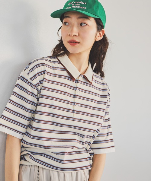 niko and...（ニコアンド）の「ダブル襟ドロストポロシャツ（ポロシャツ・レディース・ライトブルー/パープル/ナチュラル/オフホワイト・LARGE/MEDIUM）」の10枚目の写真