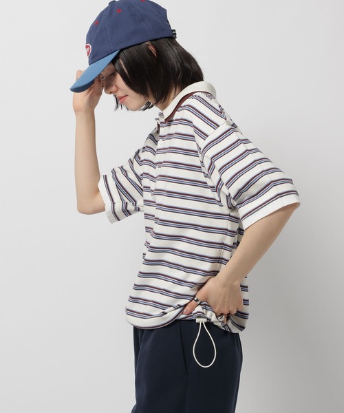 niko and...（ニコアンド）の「ダブル襟ドロストポロシャツ（ポロシャツ・レディース・ライトブルー/パープル/ナチュラル/オフホワイト・LARGE/MEDIUM）」の14枚目の写真