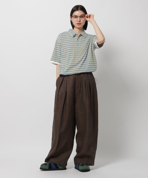 niko and...（ニコアンド）の「ダブル襟ドロストポロシャツ（ポロシャツ・レディース・ライトブルー/パープル/ナチュラル/オフホワイト・LARGE/MEDIUM）」の18枚目の写真