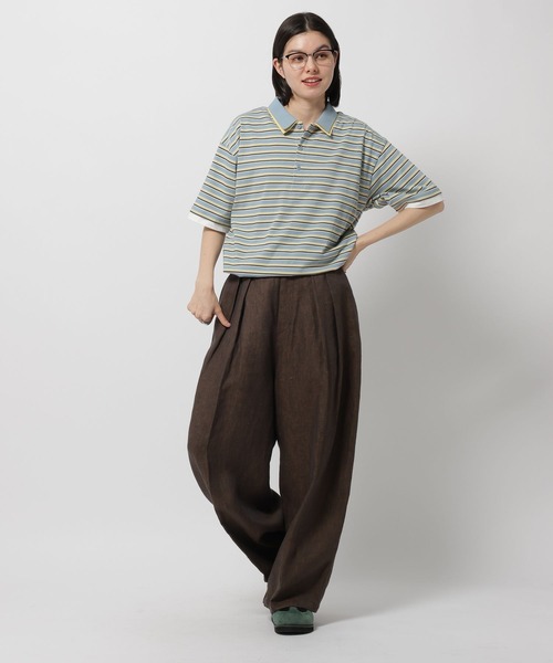 niko and...（ニコアンド）の「ダブル襟ドロストポロシャツ（ポロシャツ・レディース・ライトブルー/パープル/ナチュラル/オフホワイト・LARGE/MEDIUM）」の19枚目の写真