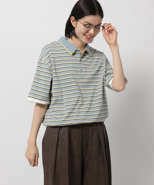 niko and...（ニコアンド）の「ダブル襟ドロストポロシャツ（ポロシャツ・レディース・ライトブルー/パープル/ナチュラル/オフホワイト・LARGE/MEDIUM）」の20枚目の写真