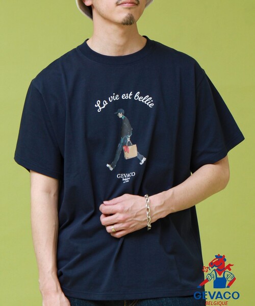 GEVACO（ゲバコ）の「【GEVACO/ゲバコ】プリントＴシャツ（Tシャツ/カットソー・メンズ・ライトグレー/ホワイト/ネイビー・L/M）」の3枚目の写真