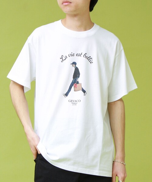 GEVACO（ゲバコ）の「【GEVACO/ゲバコ】プリントＴシャツ（Tシャツ/カットソー・メンズ・ライトグレー/ホワイト/ネイビー・L/M）」の7枚目の写真