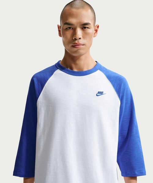 NIKE(ナイキ)の「ナイキ スポーツウェア クラブ メンズ 3/4スリーブ ラグラン トップ / Nike Sportswear Club Men's 3/4-Sleeve Raglan Top IF0756-480 Game Royal(Tシャツ/カットソー・メンズ・ロイヤルブルー・S/M/L/2XL/XL)」の7枚目の写真