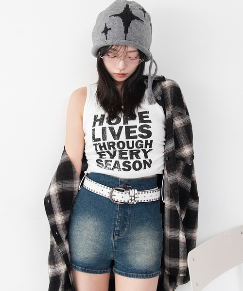 WEGO(ウィゴー)の「WEGO/【26年春夏新作】デザイングラフィックカップインタンク(タンクトップ・レディース・スミクロ/ホワイト・FREE)」の14枚目の写真