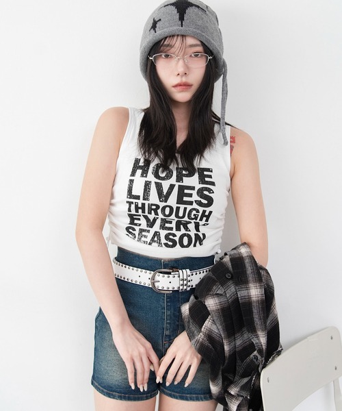 WEGO(ウィゴー)の「WEGO/【26年春夏新作】デザイングラフィックカップインタンク(タンクトップ・レディース・スミクロ/ホワイト・FREE)」の15枚目の写真