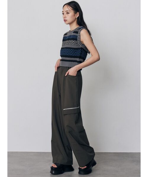 MURUA（ムルーア）の「トライバルクロシェニットタンク（ニット/セーター・レディース・グレー/オレンジ/ホワイト・FREE）」の6枚目の写真