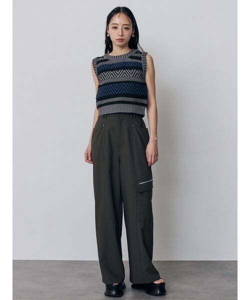 MURUA（ムルーア）の「トライバルクロシェニットタンク（ニット/セーター・レディース・グレー/オレンジ/ホワイト・FREE）」の8枚目の写真