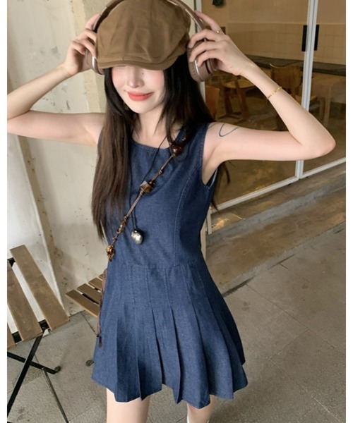 CHEER(チアー)の「ノースリーブデニムミニワンピース(ワンピース・レディース・ブルー・M/S)」の2枚目の写真