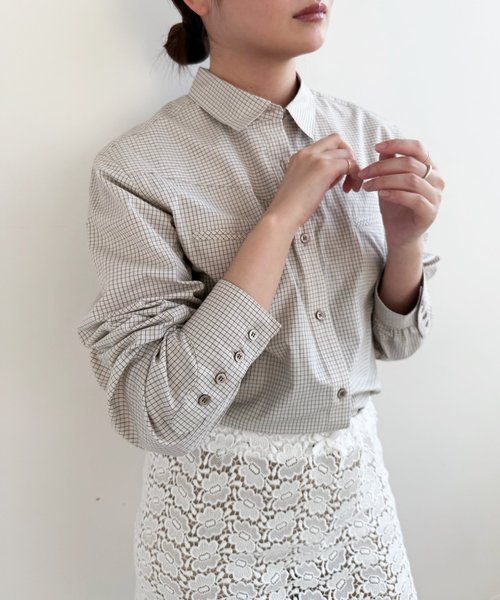 EDIT. FOR LULU（エディットフォールル）の「チェックウエスタンシャツ（シャツ/ブラウス・レディース・ベージュ/ブラック・FREE）」の2枚目の写真
