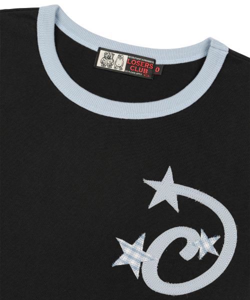 LOSERS CLUB(ルーザーズクラブ)の「スターモチーフクロップリンガーTシャツウィメンズフィットブラック(Tシャツ/カットソー・レディース・その他・SMALL)」の3枚目の写真