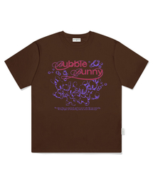 バブルバニープリントオーバーサイズ半袖Tシャツブラウン